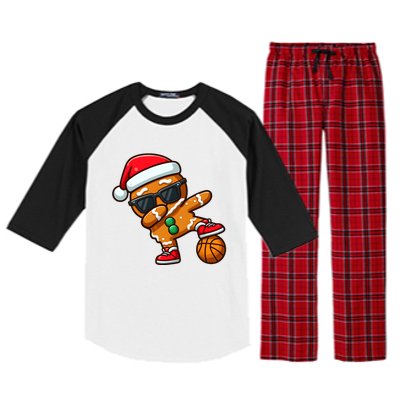 Cool Dabbing Gingerbread Santa Basketball Xmas Cookie Pajama Cool Gift Raglan Sleeve Pajama Set