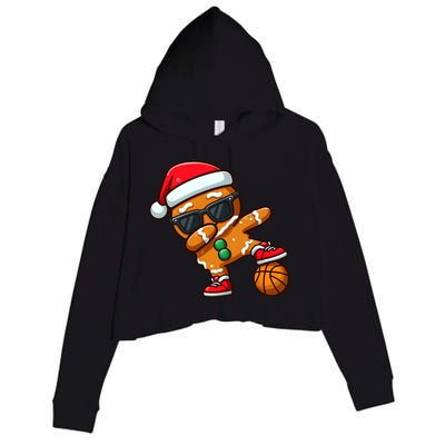 Cool Dabbing Gingerbread Santa Basketball Xmas Cookie Pajama Cool Gift Crop Fleece Hoodie