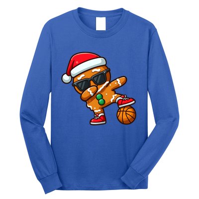 Cool Dabbing Gingerbread Santa Basketball Xmas Cookie Pajama Cool Gift Long Sleeve Shirt