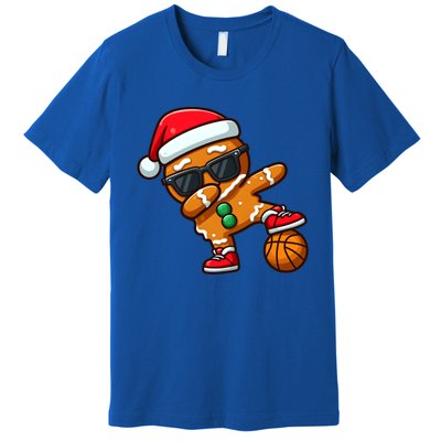 Cool Dabbing Gingerbread Santa Basketball Xmas Cookie Pajama Cool Gift Premium T-Shirt