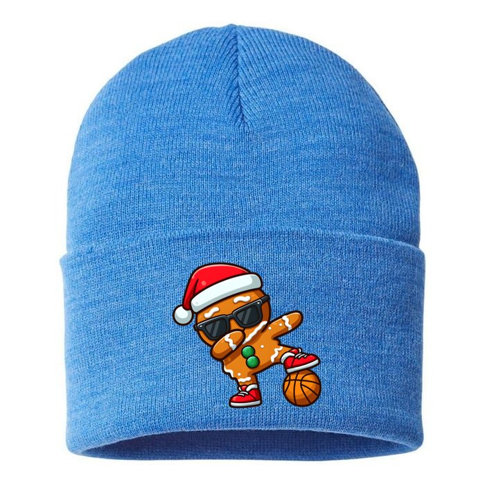 Cool Dabbing Gingerbread Santa Basketball Xmas Cookie Pajama Cool Gift Sustainable Knit Beanie