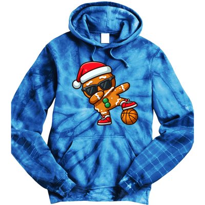 Cool Dabbing Gingerbread Santa Basketball Xmas Cookie Pajama Cool Gift Tie Dye Hoodie