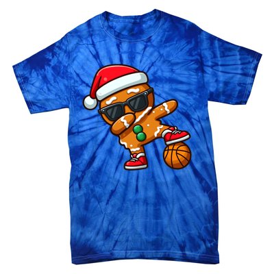 Cool Dabbing Gingerbread Santa Basketball Xmas Cookie Pajama Cool Gift Tie-Dye T-Shirt