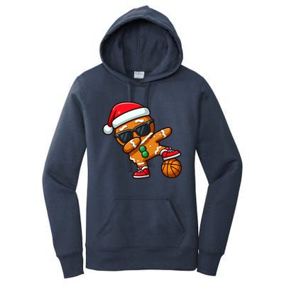 Cool Dabbing Gingerbread Santa Basketball Xmas Cookie Pajama Cool Gift Women's Pullover Hoodie