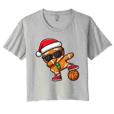 Cool Dabbing Gingerbread Santa Basketball Xmas Cookie Pajama Cool Gift Women's Crop Top Tee