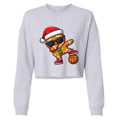 Cool Dabbing Gingerbread Santa Basketball Xmas Cookie Pajama Cool Gift Cropped Pullover Crew