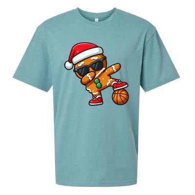 Cool Dabbing Gingerbread Santa Basketball Xmas Cookie Pajama Cool Gift Sueded Cloud Jersey T-Shirt