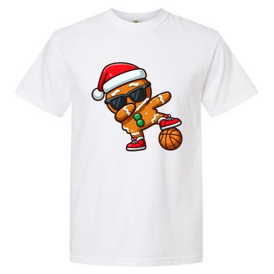 Cool Dabbing Gingerbread Santa Basketball Xmas Cookie Pajama Cool Gift Garment-Dyed Heavyweight T-Shirt