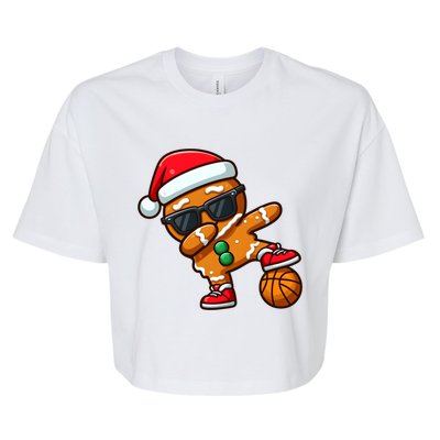 Cool Dabbing Gingerbread Santa Basketball Xmas Cookie Pajama Cool Gift Bella+Canvas Jersey Crop Tee