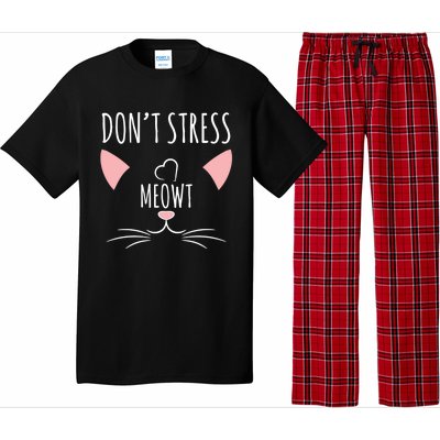 Cat Design Gift Funny Pun Dont Stress Meowt! Gift Pajama Set