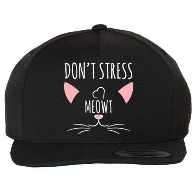 Cat Design Gift Funny Pun Dont Stress Meowt! Gift Wool Snapback Cap