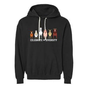 Celebrate Diversity Goats Funny Pet Goat Animal Lovers Gift Garment-Dyed Fleece Hoodie