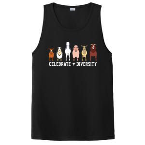 Celebrate Diversity Goats Funny Pet Goat Animal Lovers Gift PosiCharge Competitor Tank