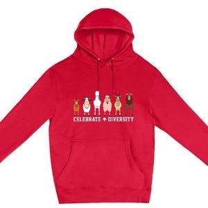 Celebrate Diversity Goats Funny Pet Goat Animal Lovers Gift Premium Pullover Hoodie