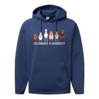 Celebrate Diversity Goats Funny Pet Goat Animal Lovers Gift Performance Fleece Hoodie