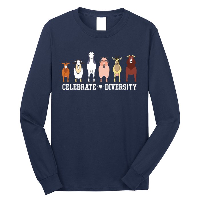 Celebrate Diversity Goats Funny Pet Goat Animal Lovers Gift Long Sleeve Shirt