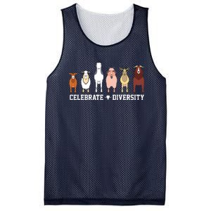 Celebrate Diversity Goats Funny Pet Goat Animal Lovers Gift Mesh Reversible Basketball Jersey Tank