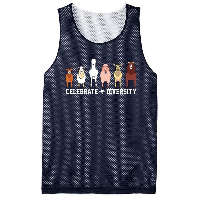 Celebrate Diversity Goats Funny Pet Goat Animal Lovers Gift Mesh Reversible Basketball Jersey Tank