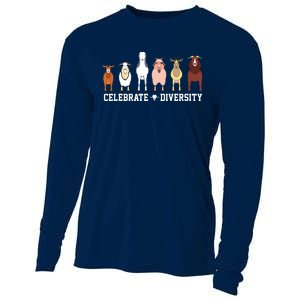 Celebrate Diversity Goats Funny Pet Goat Animal Lovers Gift Cooling Performance Long Sleeve Crew