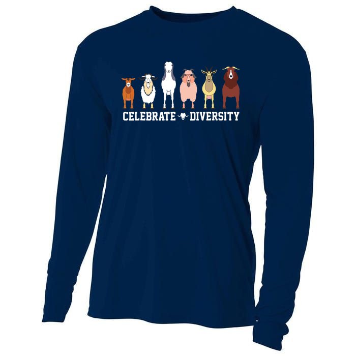 Celebrate Diversity Goats Funny Pet Goat Animal Lovers Gift Cooling Performance Long Sleeve Crew