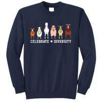 Celebrate Diversity Goats Funny Pet Goat Animal Lovers Gift Tall Sweatshirt