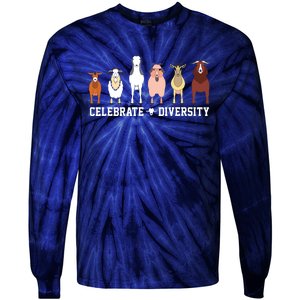 Celebrate Diversity Goats Funny Pet Goat Animal Lovers Gift Tie-Dye Long Sleeve Shirt