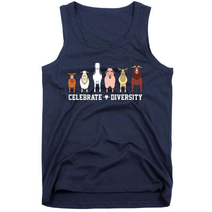 Celebrate Diversity Goats Funny Pet Goat Animal Lovers Gift Tank Top