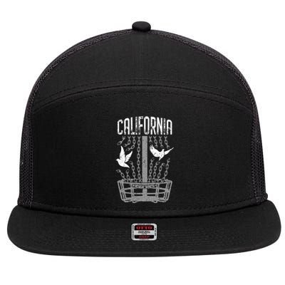 California Disc Golf Player Breaking Chains Birdie Funny Gift 7 Panel Mesh Trucker Snapback Hat