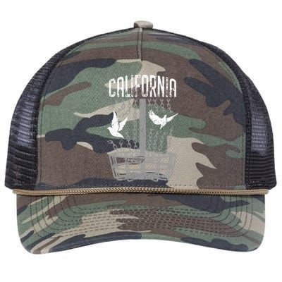 California Disc Golf Player Breaking Chains Birdie Funny Gift Retro Rope Trucker Hat Cap