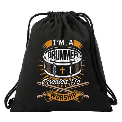 Christian Drummer Gift Idea For Drummers Who Rock God Drawstring Bag