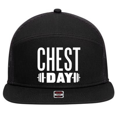 Chest Day Gym Workout 7 Panel Mesh Trucker Snapback Hat