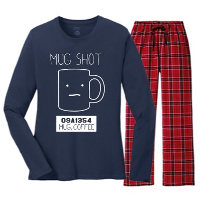 Coffee Drinker Gift Pun Mug Shot Women's Long Sleeve Flannel Pajama Set 