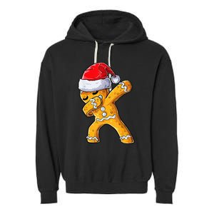 Christmas Dabbing Gingerbread Cookie Santa Hat Cute Xmas Garment-Dyed Fleece Hoodie