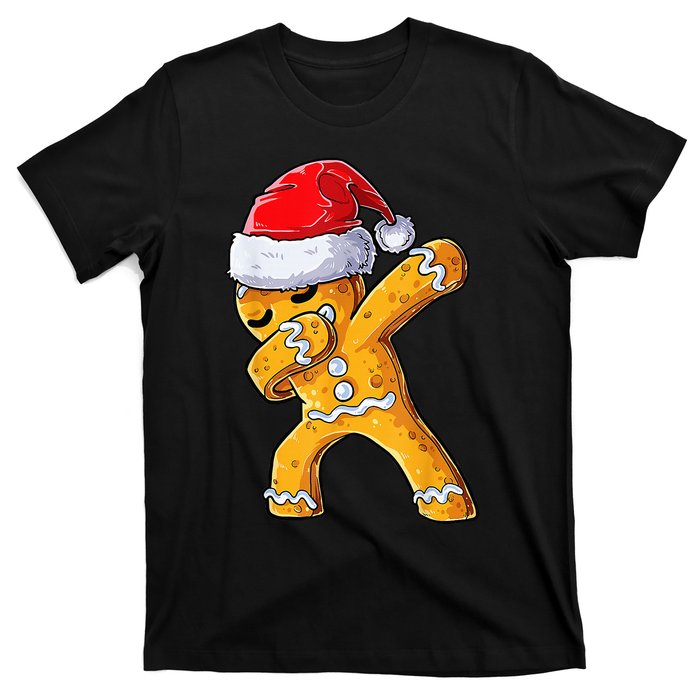 Christmas Dabbing Gingerbread Cookie Santa Hat Cute Xmas T-Shirt