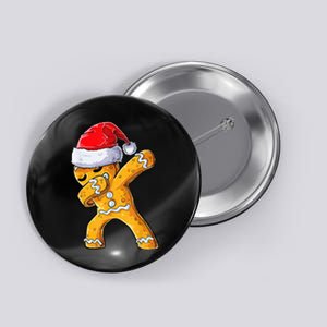 Christmas Dabbing Gingerbread Cookie Santa Hat Cute Xmas Button