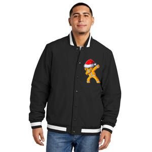 Christmas Dabbing Gingerbread Cookie Santa Hat Cute Xmas Insulated Varsity Jacket