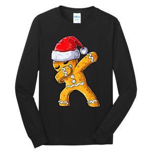 Christmas Dabbing Gingerbread Cookie Santa Hat Cute Xmas Tall Long Sleeve T-Shirt