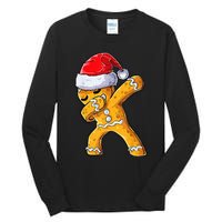 Christmas Dabbing Gingerbread Cookie Santa Hat Cute Xmas Tall Long Sleeve T-Shirt