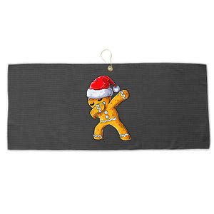 Christmas Dabbing Gingerbread Cookie Santa Hat Cute Xmas Large Microfiber Waffle Golf Towel