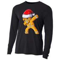 Christmas Dabbing Gingerbread Cookie Santa Hat Cute Xmas Cooling Performance Long Sleeve Crew