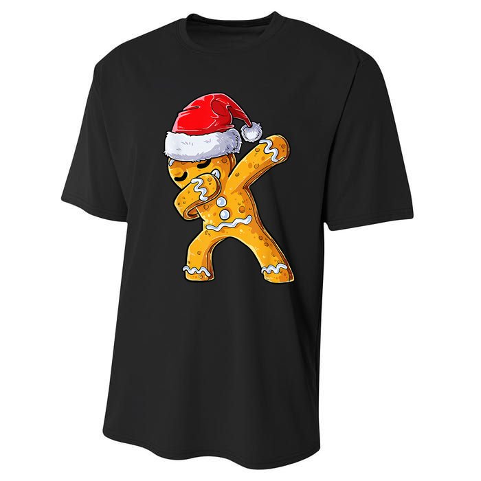 Christmas Dabbing Gingerbread Cookie Santa Hat Cute Xmas Performance Sprint T-Shirt