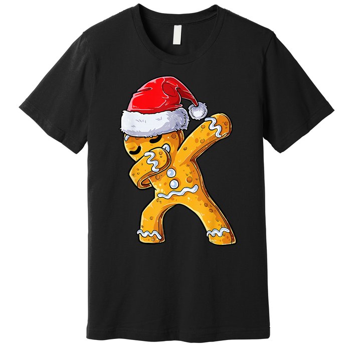 Christmas Dabbing Gingerbread Cookie Santa Hat Cute Xmas Premium T-Shirt