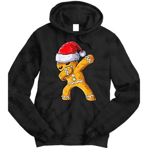 Christmas Dabbing Gingerbread Cookie Santa Hat Cute Xmas Tie Dye Hoodie