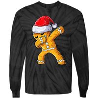 Christmas Dabbing Gingerbread Cookie Santa Hat Cute Xmas Tie-Dye Long Sleeve Shirt