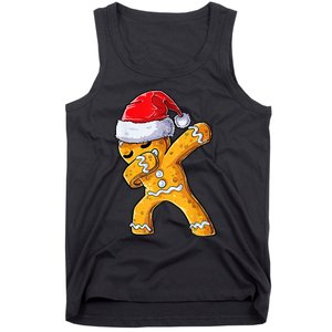 Christmas Dabbing Gingerbread Cookie Santa Hat Cute Xmas Tank Top