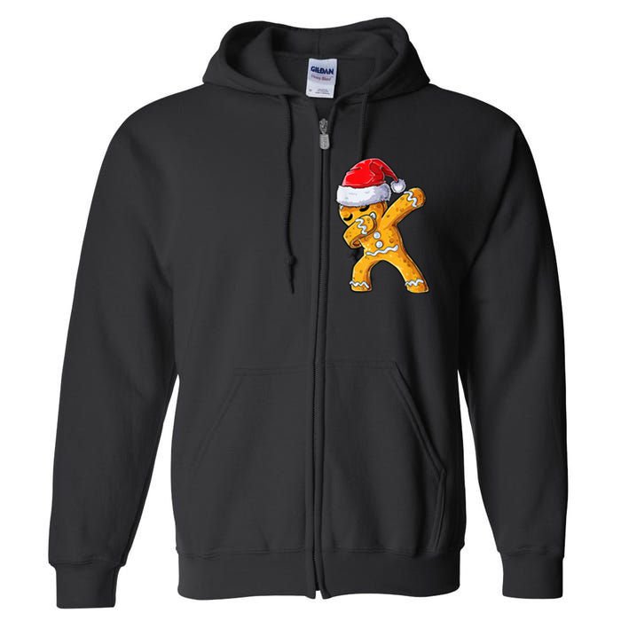 Christmas Dabbing Gingerbread Cookie Santa Hat Cute Xmas Full Zip Hoodie