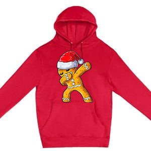 Christmas Dabbing Gingerbread Cookie Santa Hat Cute Xmas Premium Pullover Hoodie