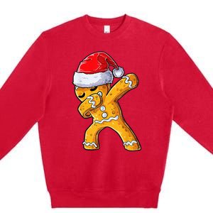 Christmas Dabbing Gingerbread Cookie Santa Hat Cute Xmas Premium Crewneck Sweatshirt