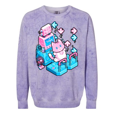 Cute Dancing Game Kitty Colorblast Crewneck Sweatshirt