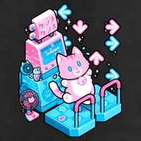 Cute Dancing Game Kitty 7 Panel Mesh Trucker Snapback Hat